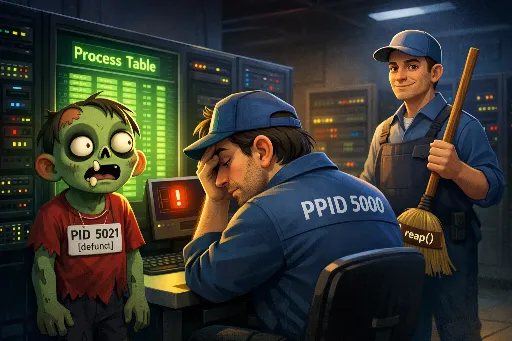 A humorous image of a system engineer awkwardly discovering a zombie