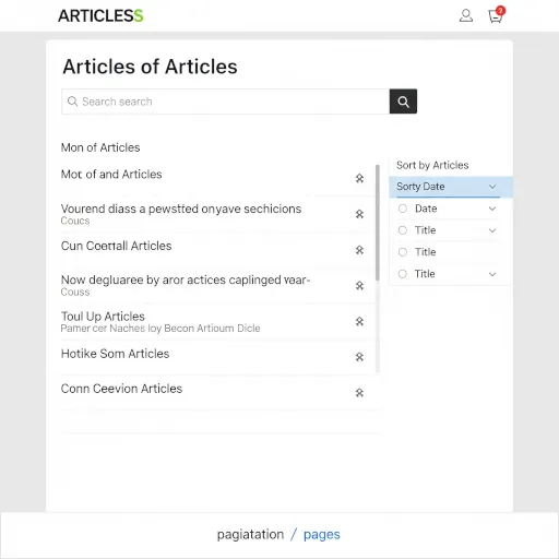 Example ListView screen – List page with search and sorting UI