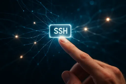 Magical image of pressing an SSH connection button spreading across the network