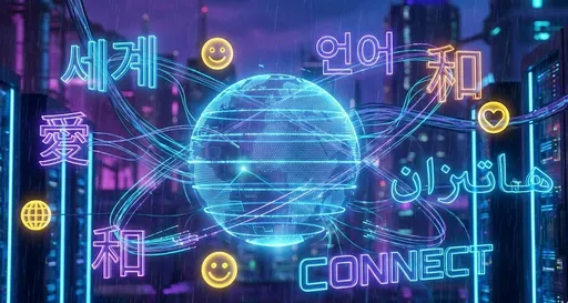 环绕地球，来自不同语言的各种字符