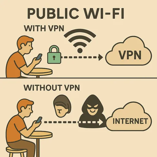 Vergelijking van beveiliging van openbare Wi-Fi netwerken met en zonder VPN